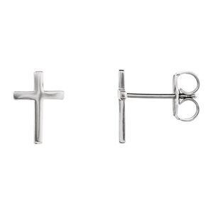 7 x 10mm (1/4 x 3/8 Inch) Platinum Small Cross Stud Earrings